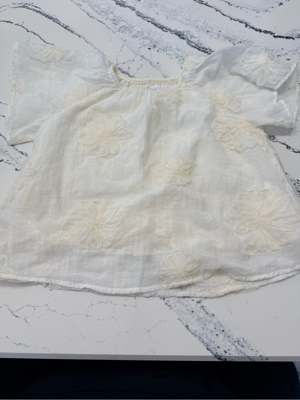 Zara Cream Floral Embroidered Girls Blouse